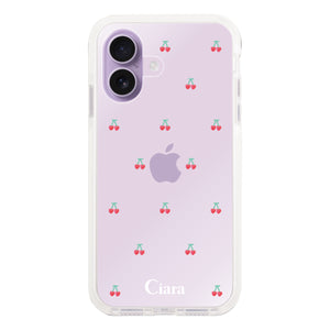 iPhoneケース クッションバンパー 耐衝撃クリアケース タイニーチェリー