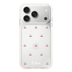 iPhone17Pro クッションバンパー 耐衝撃クリアケース タイニーチェリー レッド