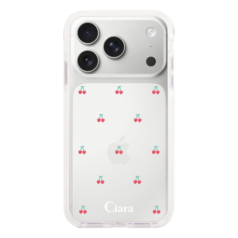 iPhoneケース クッションバンパー 耐衝撃クリアケース タイニーチェリー