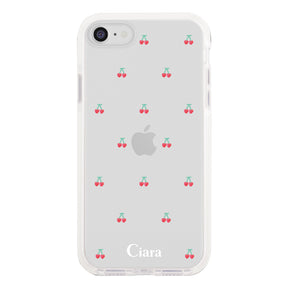 iPhone7/8/SE2/SE3 クッションバンパー 耐衝撃クリアケース タイニーチェリー レッド
