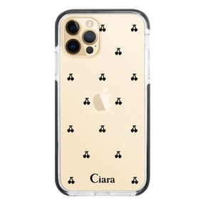 iPhone11ProMax クッションバンパー 耐衝撃クリアケース タイニーチェリー ブラック
