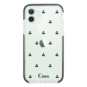 iPhone12mini クッションバンパー 耐衝撃クリアケース タイニーチェリー ブラック