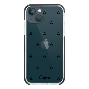 iPhone13mini クッションバンパー 耐衝撃クリアケース タイニーチェリー ブラック