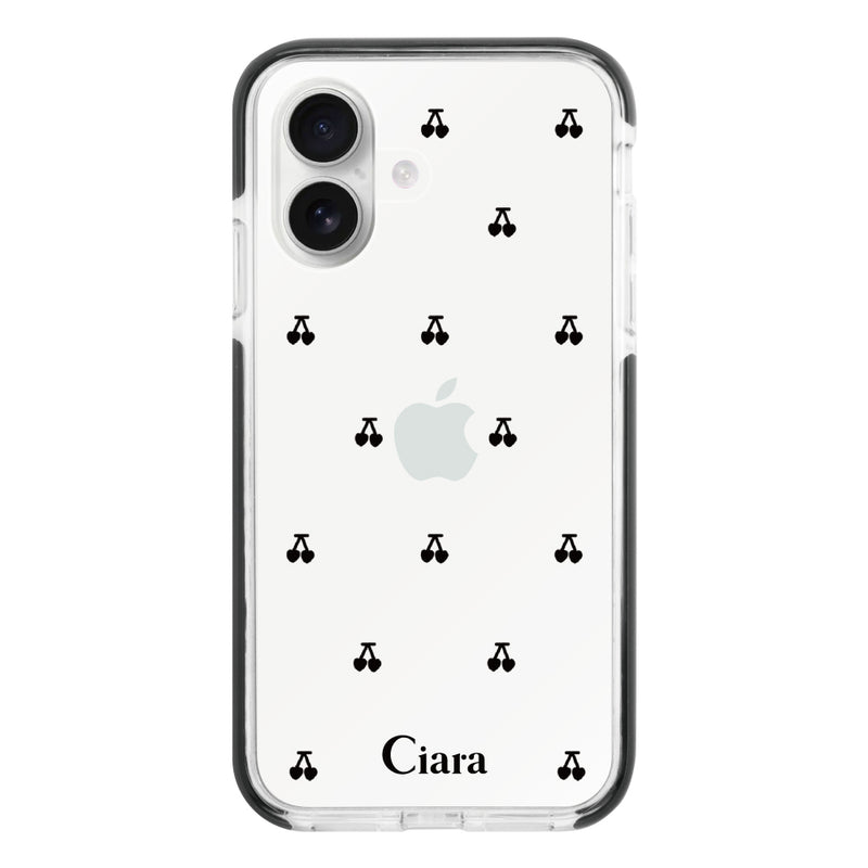iPhoneケース クッションバンパー 耐衝撃クリアケース タイニーチェリー