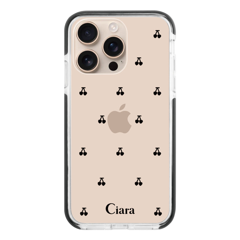 iPhoneケース クッションバンパー 耐衝撃クリアケース タイニーチェリー