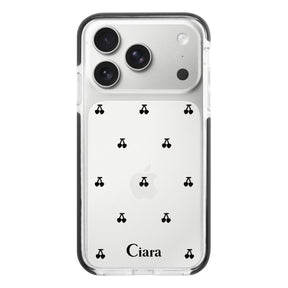 iPhone17Pro クッションバンパー 耐衝撃クリアケース タイニーチェリー ブラック