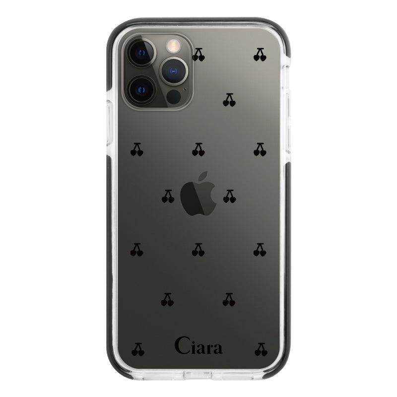 iPhoneケース クッションバンパー 耐衝撃クリアケース タイニーチェリー