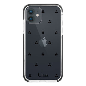 iPhoneXR クッションバンパー 耐衝撃クリアケース タイニーチェリー ブラック