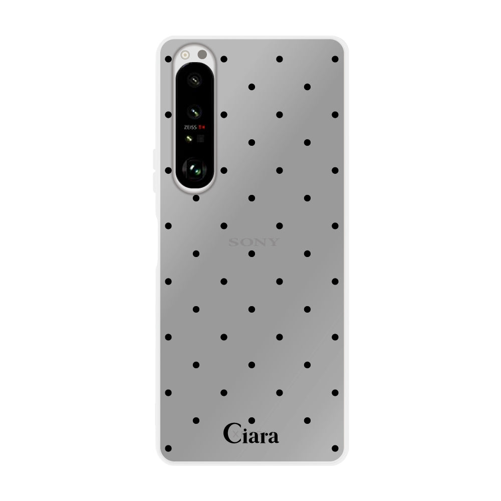 Xperia1Ⅱ クリアケース スウィートドット ブラック