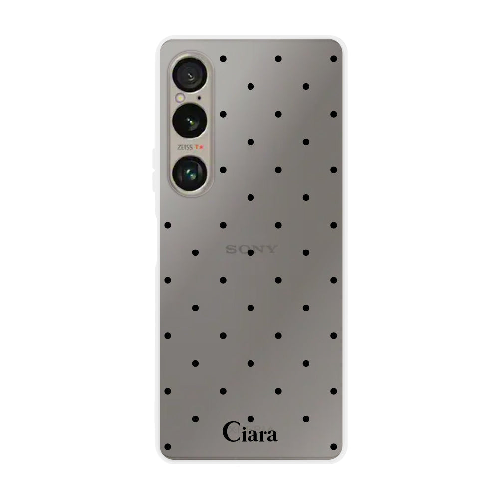 Xperia1VIケース クリアケース スウィートドット ブラック