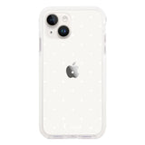 iPhone14 クッションバンパー 耐衝撃クリアケース スウィートドット ホワイト