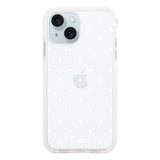 iPhone15Plus クッションバンパー 耐衝撃クリアケース スウィートドット ホワイト