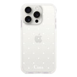iPhone15ProMax クッションバンパー 耐衝撃クリアケース スウィートドット ホワイト