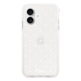 iPhone16 クッションバンパー 耐衝撃クリアケース スウィートドット ホワイト