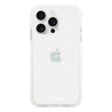 iPhone16ProMax クッションバンパー 耐衝撃クリアケース スウィートドット ホワイト