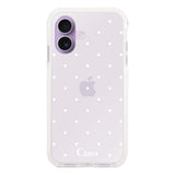 iPhone17 クッションバンパー 耐衝撃クリアケース スウィートドット ホワイト