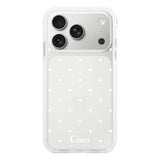 iPhone17Pro クッションバンパー 耐衝撃クリアケース スウィートドット ホワイト