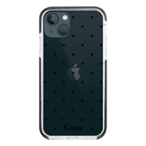 iPhone13mini クッションバンパー 耐衝撃クリアケース スウィートドット ブラック