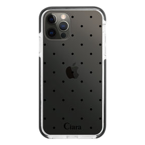 iPhoneX/XS クッションバンパー 耐衝撃クリアケース スウィートドット ブラック