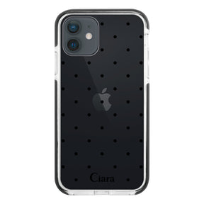 iPhoneXR クッションバンパー 耐衝撃クリアケース スウィートドット ブラック