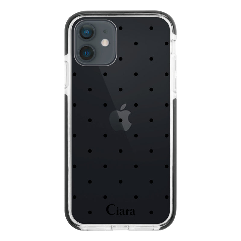 iPhoneケース クッションバンパー 耐衝撃クリアケース スウィートドット