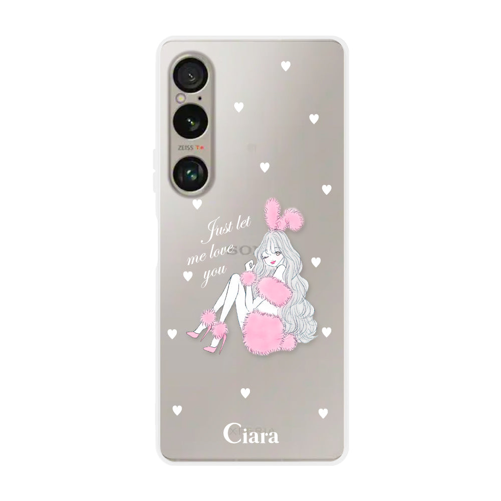 Xperia1VIケース クリアケース ピンクバニー クリア