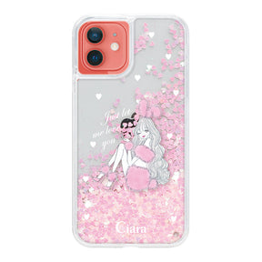 iPhone11 グリッター オイルクリアケース ピンクバニー ピンク