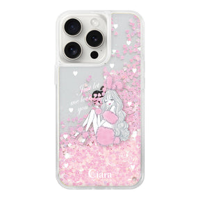 iPhone15ProMax グリッター オイルクリアケース ピンクバニー ピンク