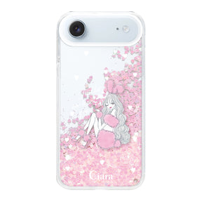 iPhoneAir グリッター オイルクリアケース ピンクバニー ピンク