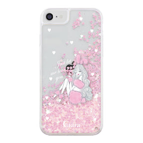 iPhoneSE2/SE3 グリッター オイルクリアケース ピンクバニー ピンク