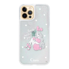 iPhone11Pro グリッター オイルクリアケース ピンクバニー ホワイト