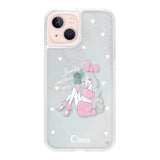 iPhone13 グリッター オイルクリアケース ピンクバニー ホワイト