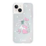 iPhone14 グリッター オイルクリアケース ピンクバニー ホワイト