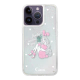 iPhone14ProMax グリッター オイルクリアケース ピンクバニー ホワイト
