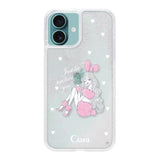 iPhone16Plus グリッター オイルクリアケース ピンクバニー ホワイト