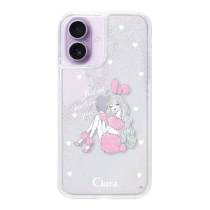 iPhoneケース グリッター オイルクリアケース ピンクバニー