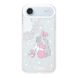 iPhoneAir グリッター オイルクリアケース ピンクバニー ホワイト