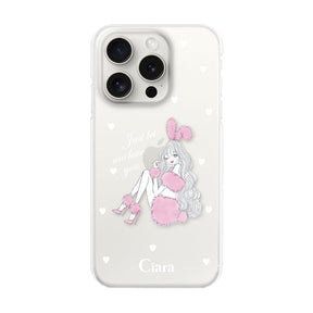 iPhone15ProMax ハイブリッド クリアケース ピンクバニー クリア