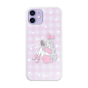 iPhone12/12Pro ハイブリッド クリアケース ピンクバニー ピンクチェック