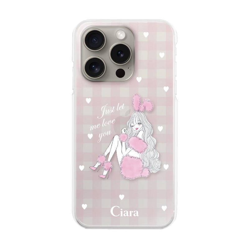 iPhoneケース ハイブリッド クリアケース ピンクバニー