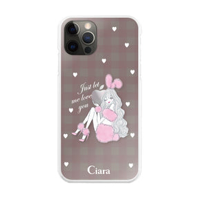 iPhoneX/XS ハイブリッド クリアケース ピンクバニー ピンクチェック