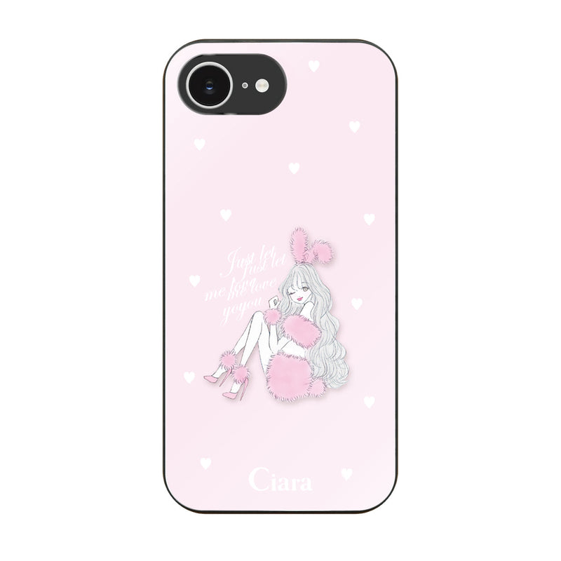 iPhoneケース ガラス 強化ガラスケース ピンクバニー