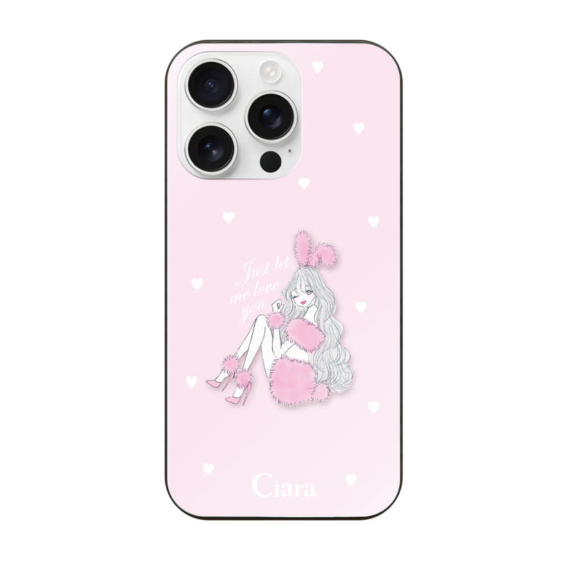 iPhoneケース ガラス 強化ガラスケース ピンクバニー
