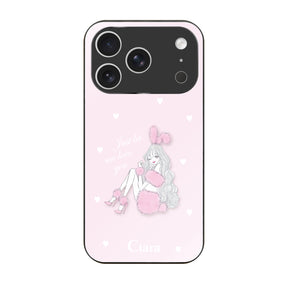 iPhone17Pro ガラス 強化ガラスケース ピンクバニー ピンク