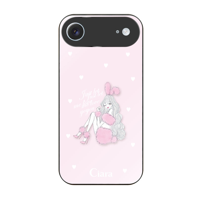 iPhoneケース ガラス 強化ガラスケース ピンクバニー