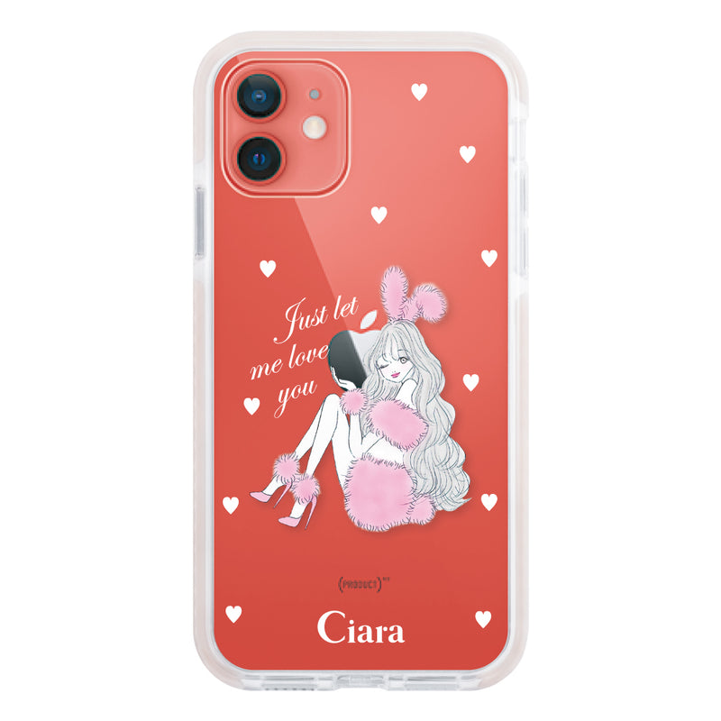iPhoneケース クッションバンパー 耐衝撃クリアケース ピンクバニー
