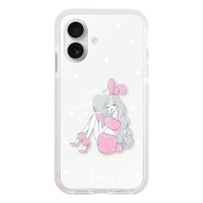 iPhone16 クッションバンパー 耐衝撃クリアケース ピンクバニー ピンク