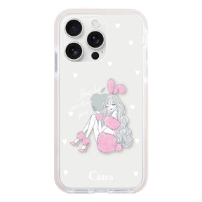 iPhone16ProMax クッションバンパー 耐衝撃クリアケース ピンクバニー ピンク