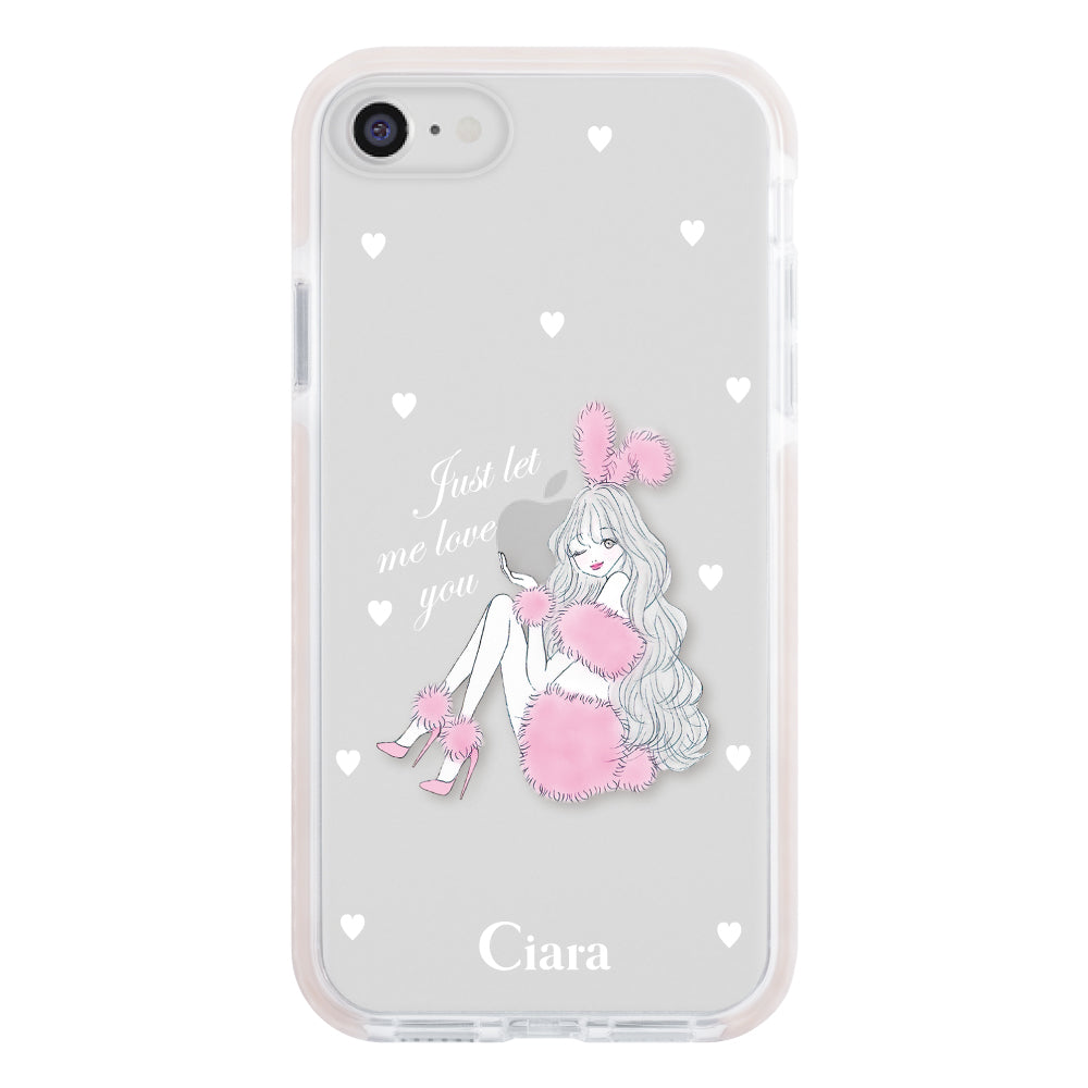 iPhoneSE2/SE3 クッションバンパー 耐衝撃クリアケース ピンクバニー ピンク