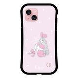 iPhone15 グリップ 耐衝撃ケース ピンクバニー ピンク